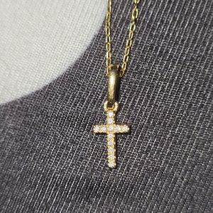 18k Stamped Bony Levy Diamond Cross and Chain